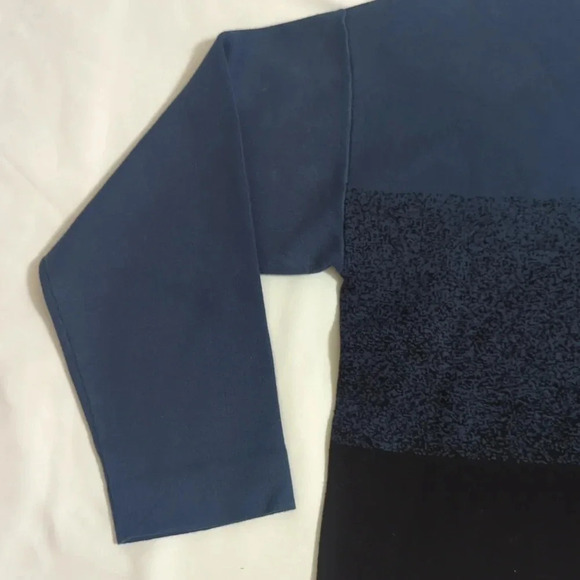 Anne Klein Mock-Neck Colorblock Viscose Blend Boxy Sweater, Color Blue/Blck Sz L - Picture 7 of 15